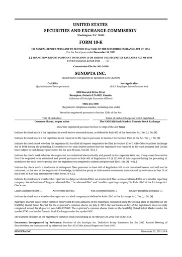 Thumbnail SunOpta 10-K Annual Report 2011