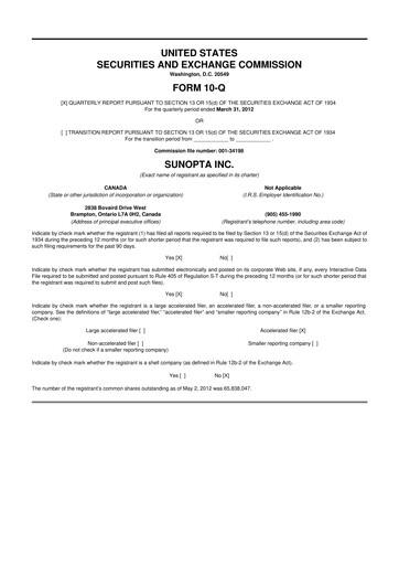 Vorschaubild SunOpta 10-Q Quartalsbericht 2012 