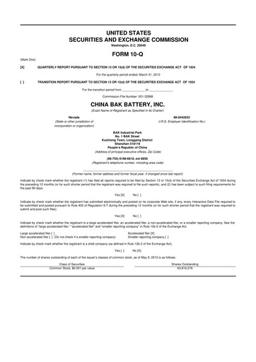 Thumbnail CBAK Energy Technology 10-Q Quarterly Report FY2012 