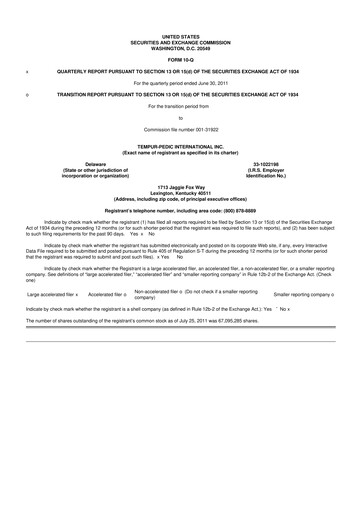 Thumbnail Somnigroup International 10-Q Quarterly Report FY2011 