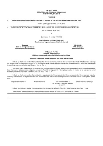 Thumbnail Somnigroup International 10-Q Quarterly Report FY2012 