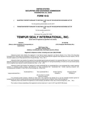 Thumbnail Somnigroup International 10-Q Quarterly Report FY2017 