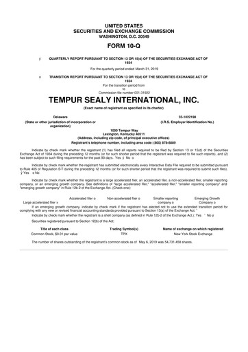 Thumbnail Somnigroup International 10-Q Quarterly Report FY2019 