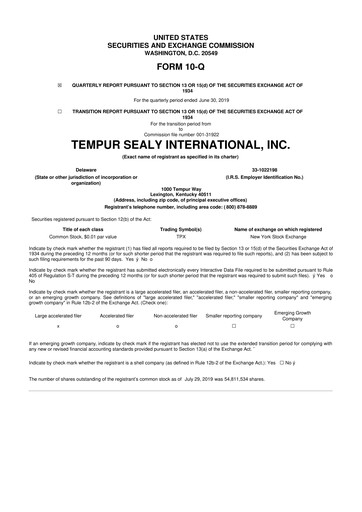 Thumbnail Somnigroup International 10-Q Quarterly Report FY2019 