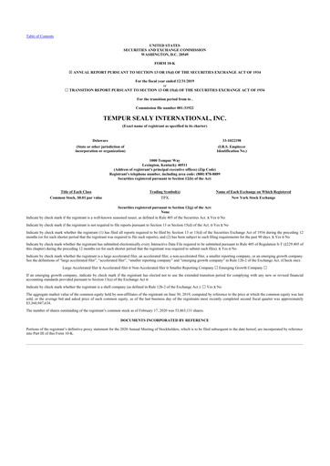 Thumbnail Somnigroup International 10-K Annual Report 2019