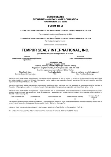 Thumbnail Somnigroup International 10-Q Quarterly Report FY2020 