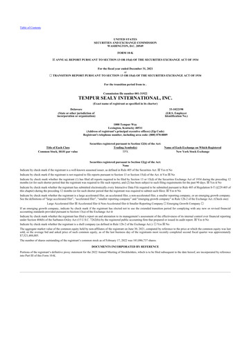 Thumbnail Somnigroup International 10-K Annual Report 2021