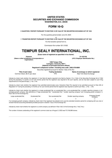 Thumbnail Somnigroup International 10-Q Quarterly Report FY2023 