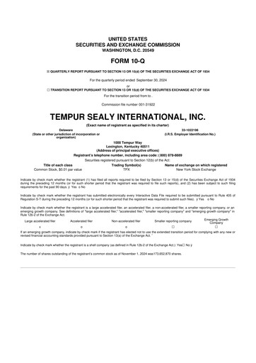 Thumbnail Somnigroup International 10-Q Quarterly Report FY2024 