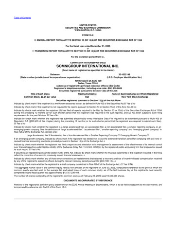 Miniature Somnigroup International 10-K Rapport annuel 2025