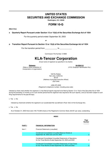 Thumbnail KLA 10-Q Quarterly Report FY 