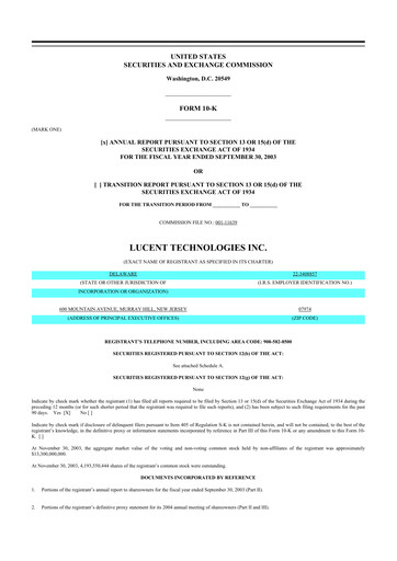 Thumbnail Lucent Technologies 10-K Annual Report 