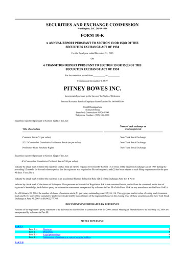 Miniature Pitney Bowes 10-K Rapport annuel 