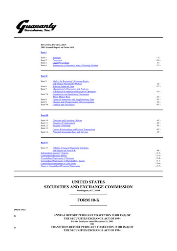 Thumbnail Guaranty Bancshares 10-K Annual Report 