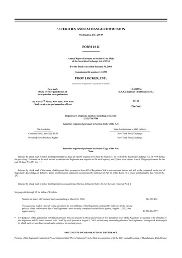 Thumbnail Foot Locker
 10-K Annual Report 