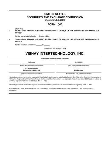 Thumbnail Vishay Intertechnology
 10-Q Quarterly Report FY 