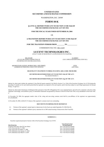 Thumbnail Lucent Technologies 10-K Annual Report 