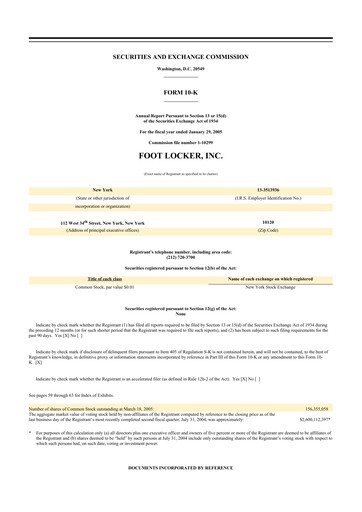 Thumbnail Foot Locker
 10-K Annual Report 