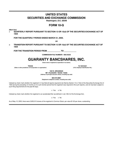 Thumbnail Guaranty Bancshares 10-Q Quarterly Report FY 