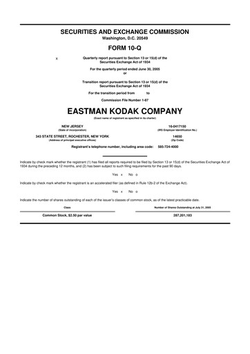 Thumbnail Eastman Kodak Company 10-Q Quarterly Report FY 