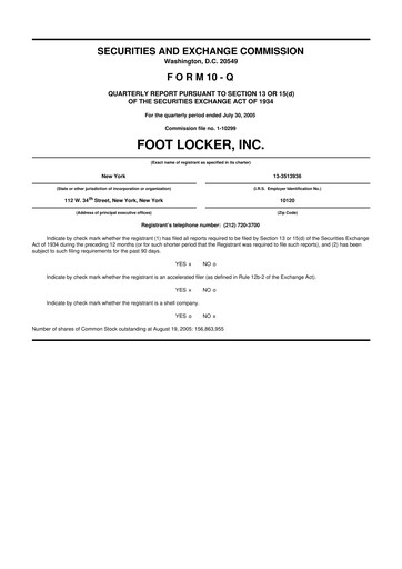Thumbnail Foot Locker
 10-Q Quarterly Report FY 