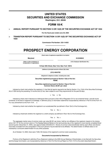 Miniature Prospect Capital 10-K Rapport annuel 
