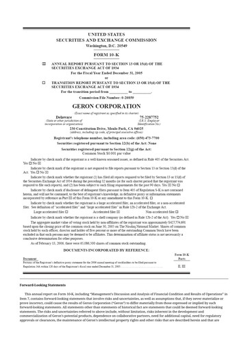 Thumbnail Geron 10-K Annual Report 