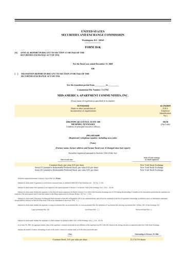 Thumbnail Mid-America Apartment Communities 10-K Annual Report 