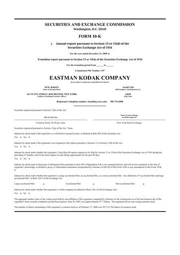 Thumbnail Eastman Kodak Company 10-K Annual Report 