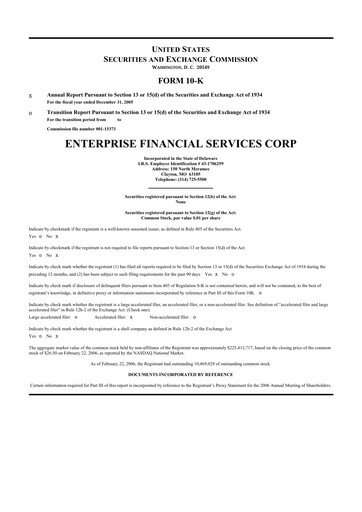 Vorschaubild Enterprise Financial Services Corp 10-K Jahresbericht 