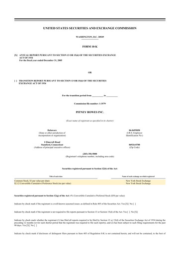 Miniature Pitney Bowes 10-K Rapport annuel 