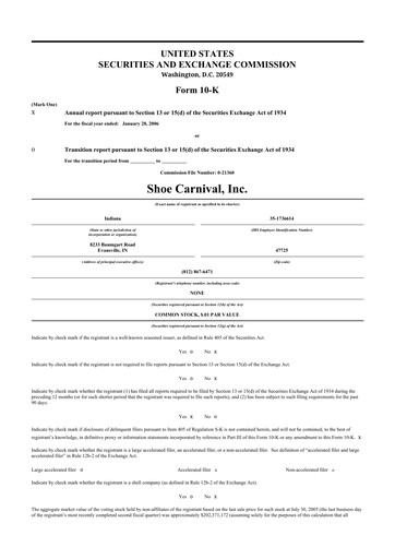 Thumbnail Shoe Carnival
 10-K Annual Report 