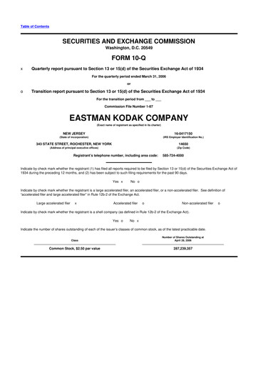 Thumbnail Eastman Kodak Company 10-Q Quarterly Report FY 