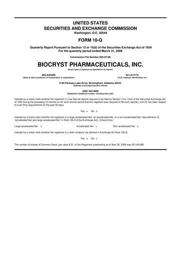 Thumbnail BioCryst Pharmaceuticals
 10-Q Quarterly Report FY 