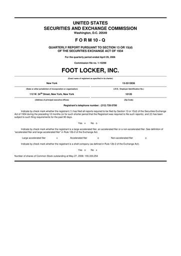 Thumbnail Foot Locker
 10-Q Quarterly Report FY 