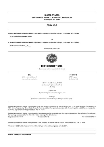 Miniature Kroger 10-Q Rapport trimestriel  