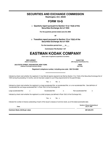 Thumbnail Eastman Kodak Company 10-Q Quarterly Report FY 
