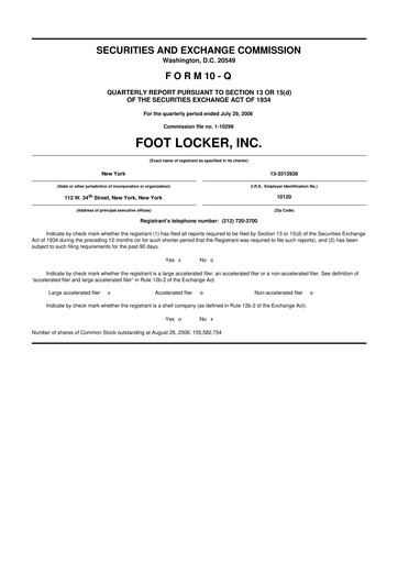 Thumbnail Foot Locker
 10-Q Quarterly Report FY 