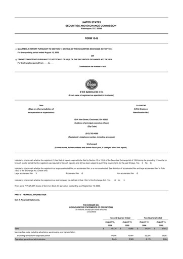 Miniature Kroger 10-Q Rapport trimestriel  