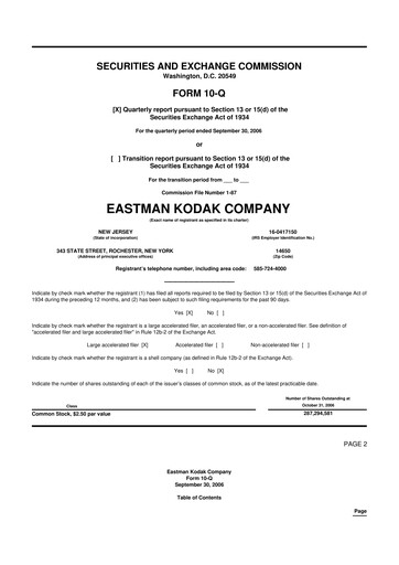 Thumbnail Eastman Kodak Company 10-Q Quarterly Report FY 