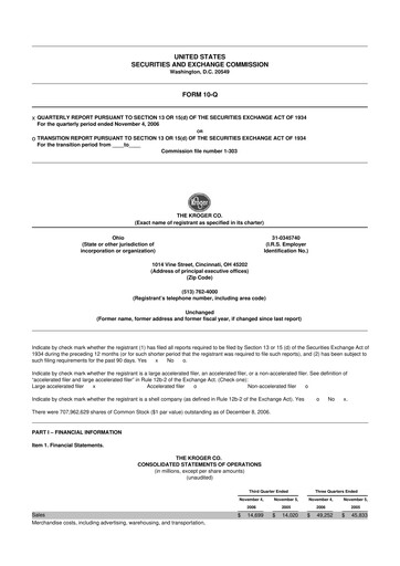 Miniature Kroger 10-Q Rapport trimestriel  