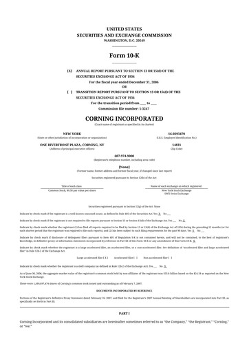 Thumbnail Corning 10-K Annual Report 