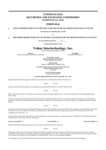 Thumbnail Vishay Intertechnology
 10-K Annual Report 
