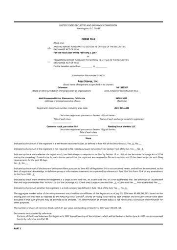 Thumbnail Ross Stores 10-K Annual Report 