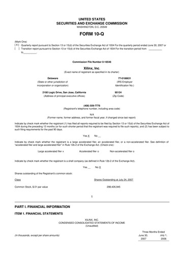 Miniature Xilinx 10-Q Rapport trimestriel  