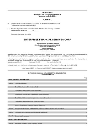 Thumbnail Enterprise Financial Services Corp 10-Q Quarterly Report FY 