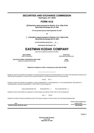 Thumbnail Eastman Kodak Company 10-Q Quarterly Report FY 