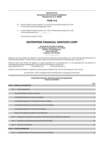 Thumbnail Enterprise Financial Services Corp 10-Q Quarterly Report FY 