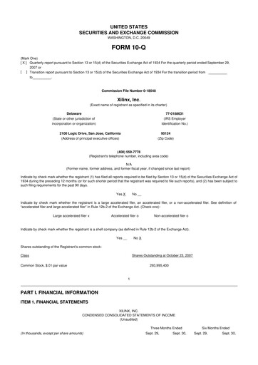 Miniature Xilinx 10-Q Rapport trimestriel  