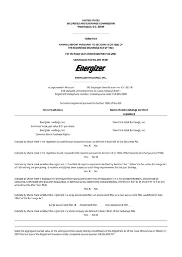 Thumbnail Edgewell Personal Care
 10-K Annual Report 